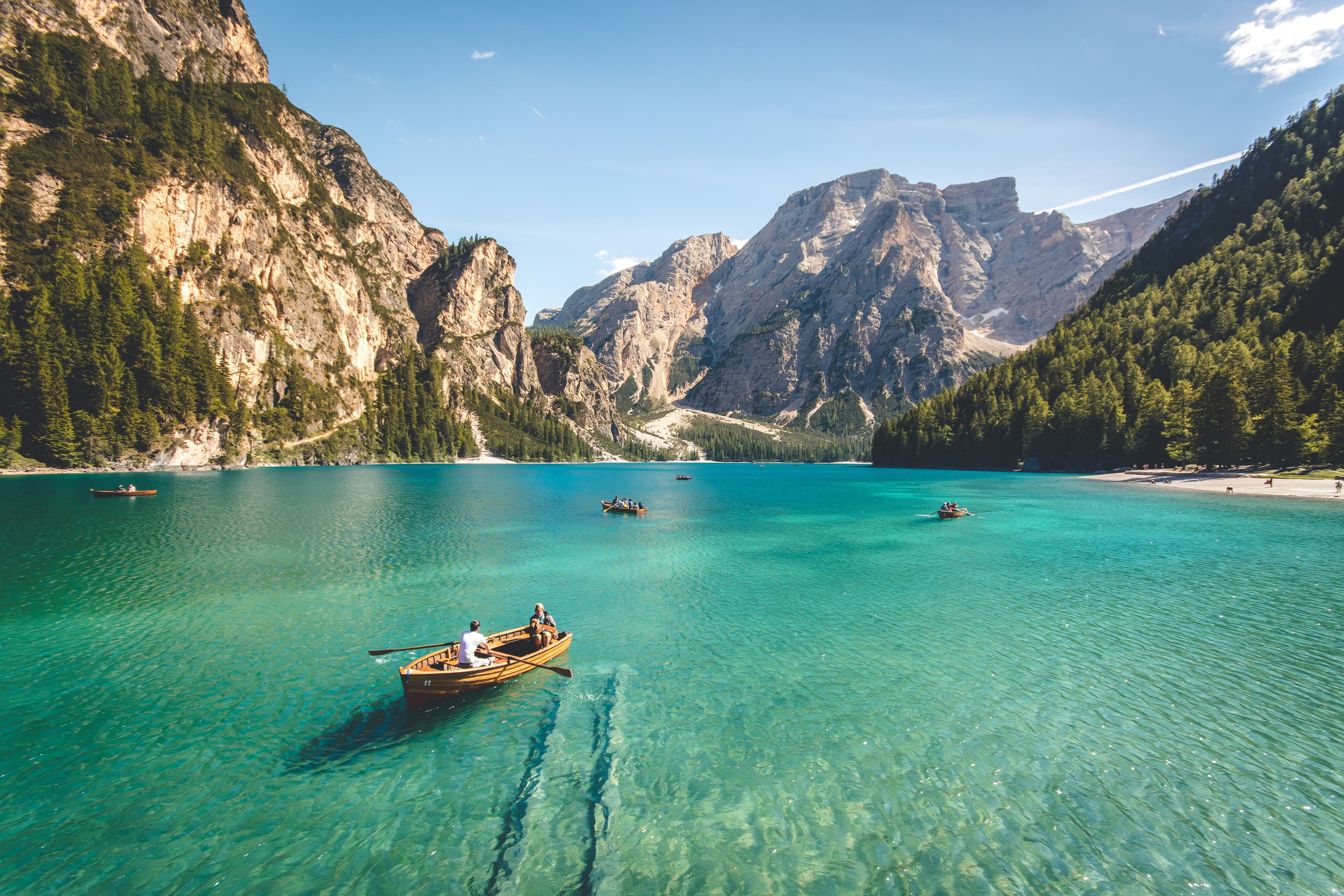 Alpine lake surrounded by mountains